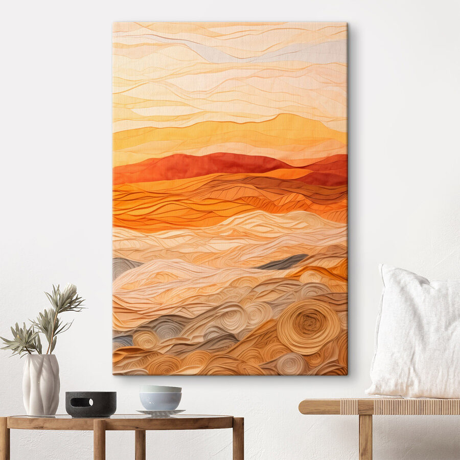 Kunstwerk aus Stoff mit gewellten Linien