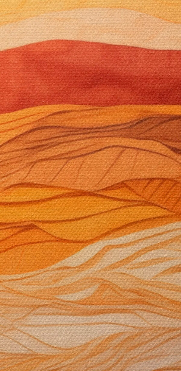 Kunstwerk aus Stoff mit gewellten Linien Kunstwerk aus Stoff mit gewellten Linien