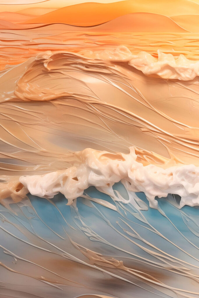 Sunset over a tranquil ocean wave