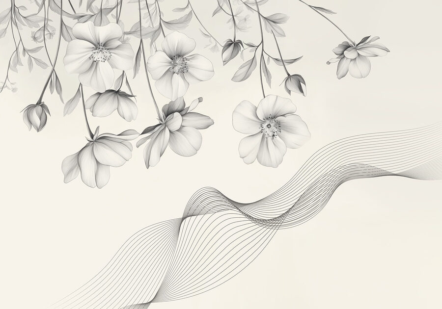 Zarte Blüten mit fließenden Linien