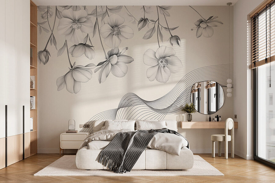 Zarte Blüten mit fließenden Linien
