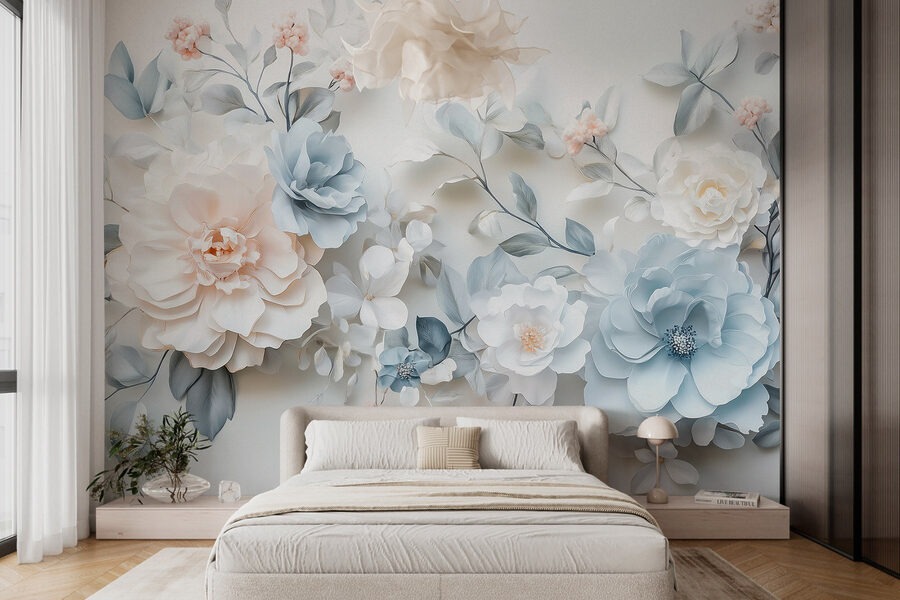Gruppe von Blumen auf einer weißen Fläche