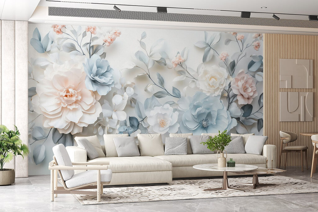 Group of flowers on a white surface Group of flowers on a white surface