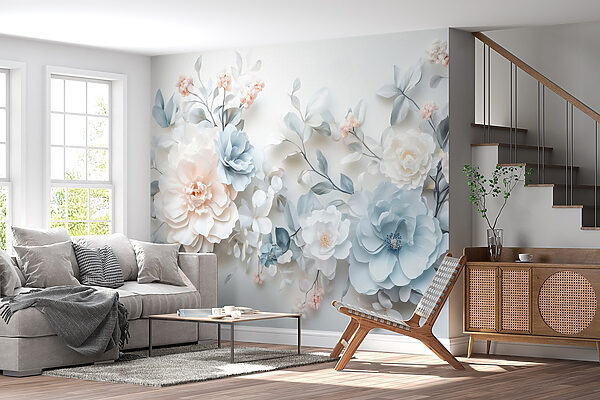Gruppe von Blumen auf einer weißen Fläche Gruppe von Blumen auf einer weißen Fläche