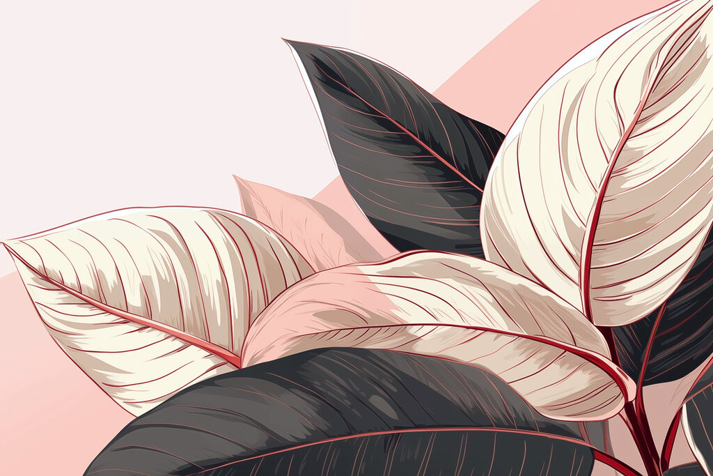 Lush leaves in soft pastel tones