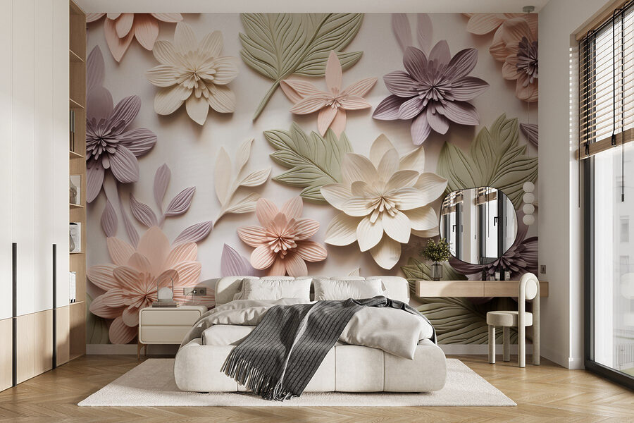 Wall murals Group of flowers and leaves