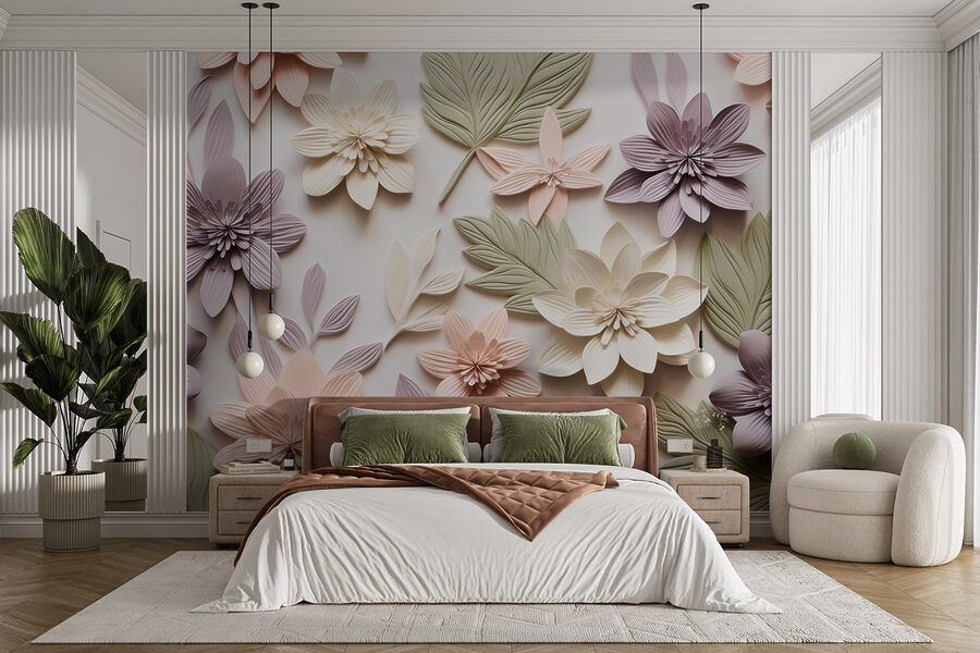 Wall murals Group of flowers and leaves