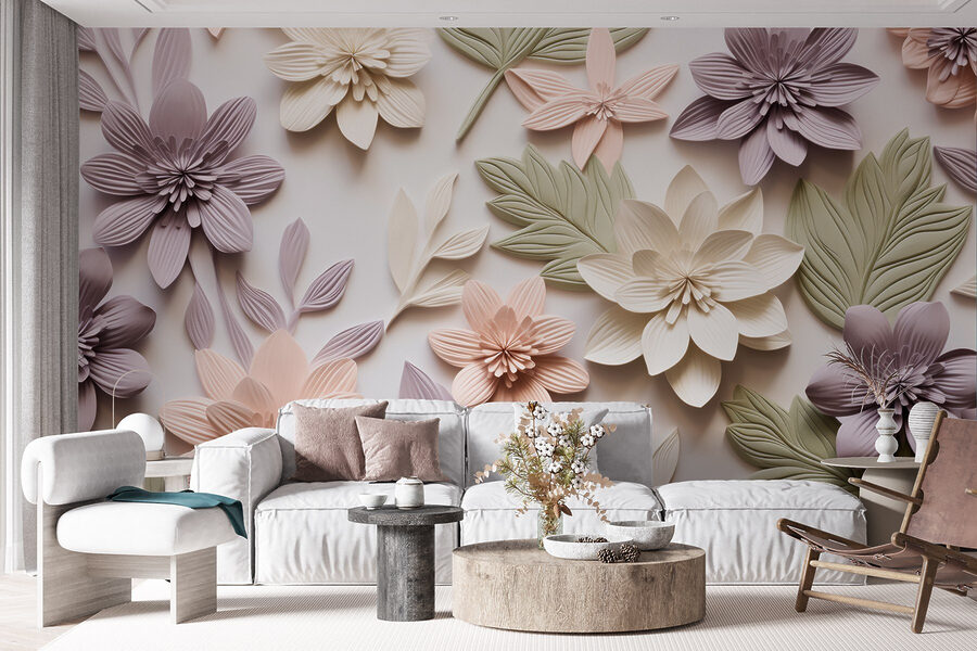Wall murals Group of flowers and leaves