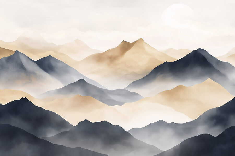 Bergkette mit Nebel