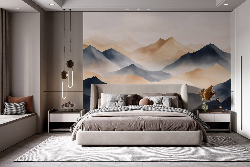 Mountain range with fog