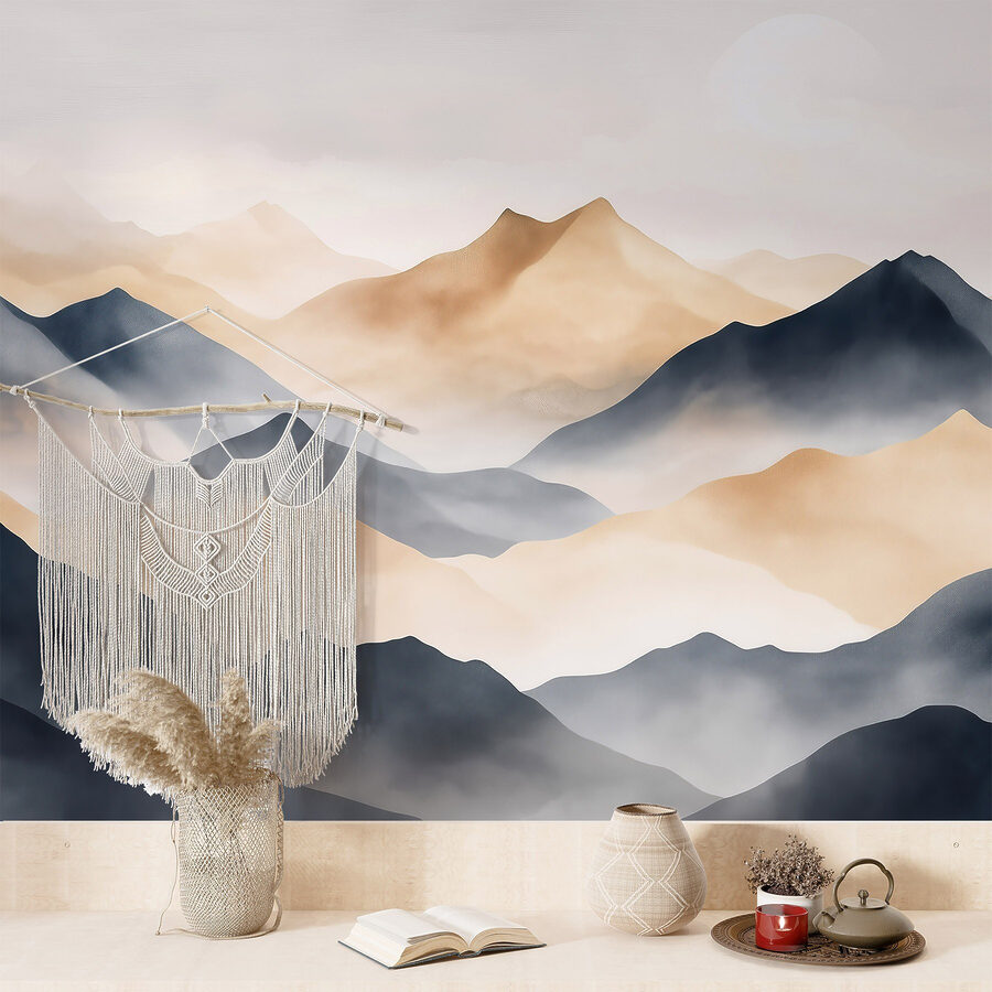 Bergkette mit Nebel