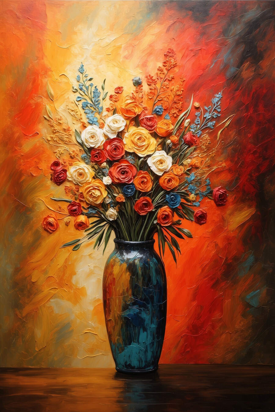 Gemälde von Blumen in einer Vase