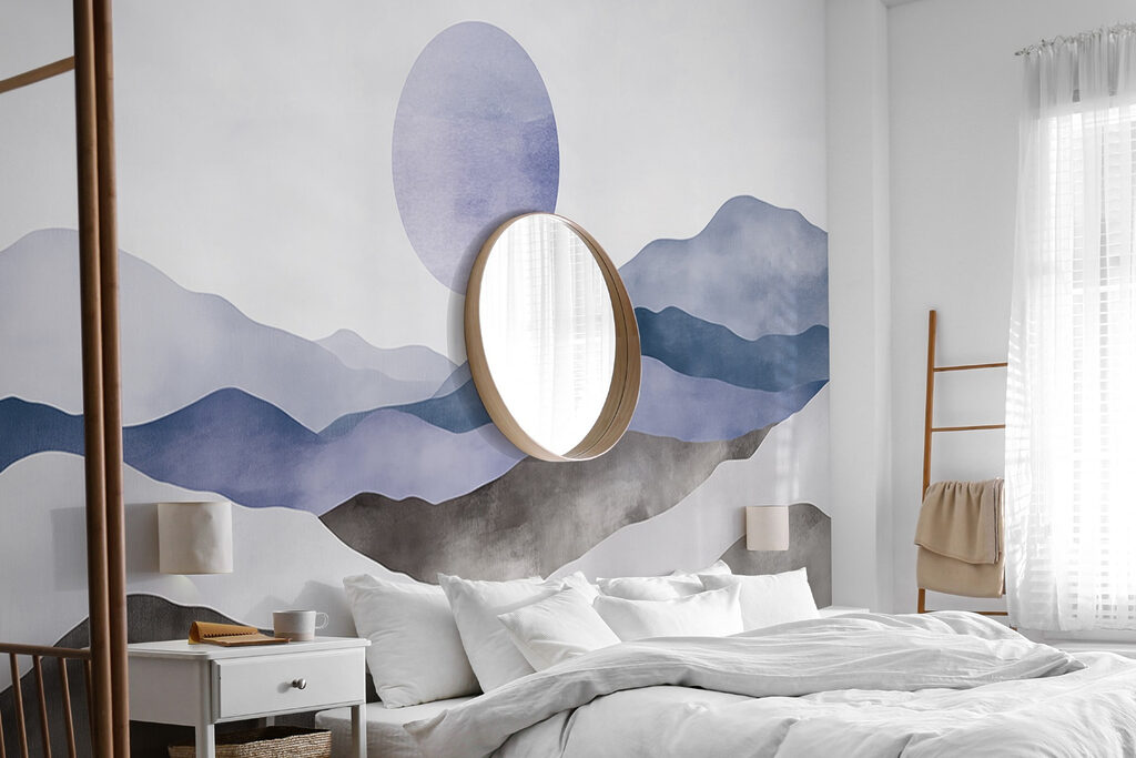 Landscape with mountains and a sun