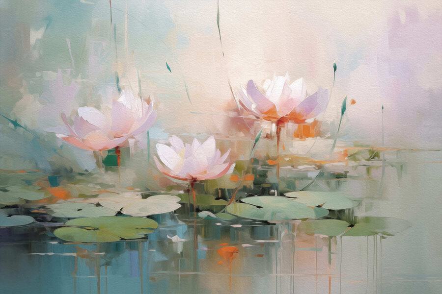 Malerei von Blumen auf Wasser