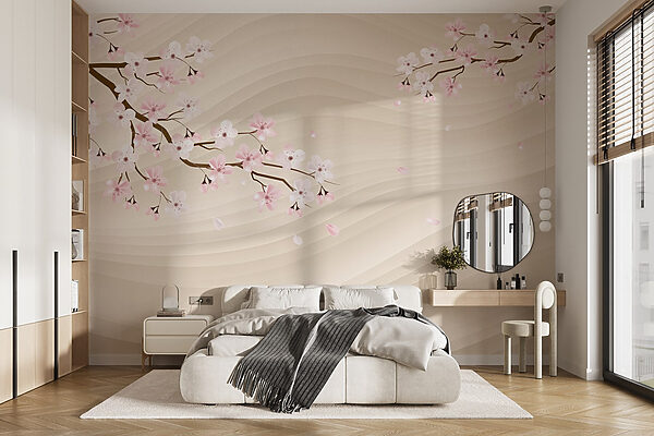 Baumzweig mit weißen und rosa Blüten Baumzweig mit weißen und rosa Blüten