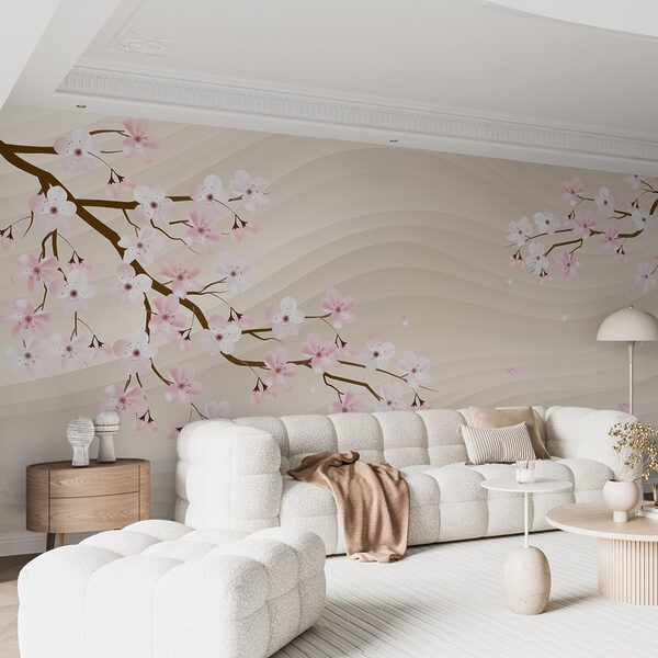 Baumzweig mit weißen und rosa Blüten Baumzweig mit weißen und rosa Blüten