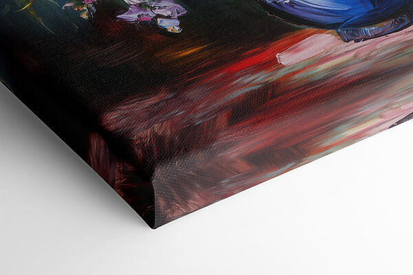 Gemälde mit Blumen in einer blauen Vase Gemälde mit Blumen in einer blauen Vase