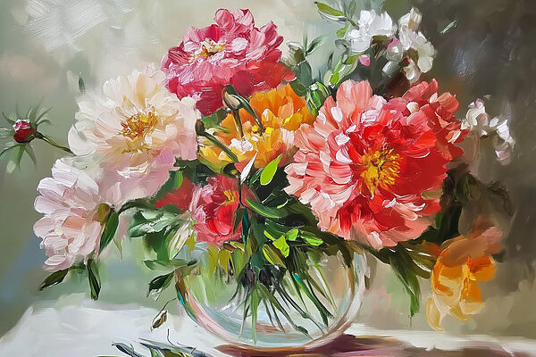 Gemälde von Blumen in einer Vase Gemälde von Blumen in einer Vase