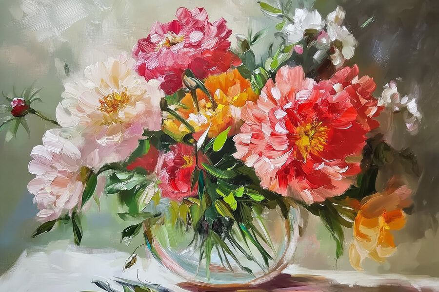 Gemälde von Blumen in einer Vase Gemälde von Blumen in einer Vase