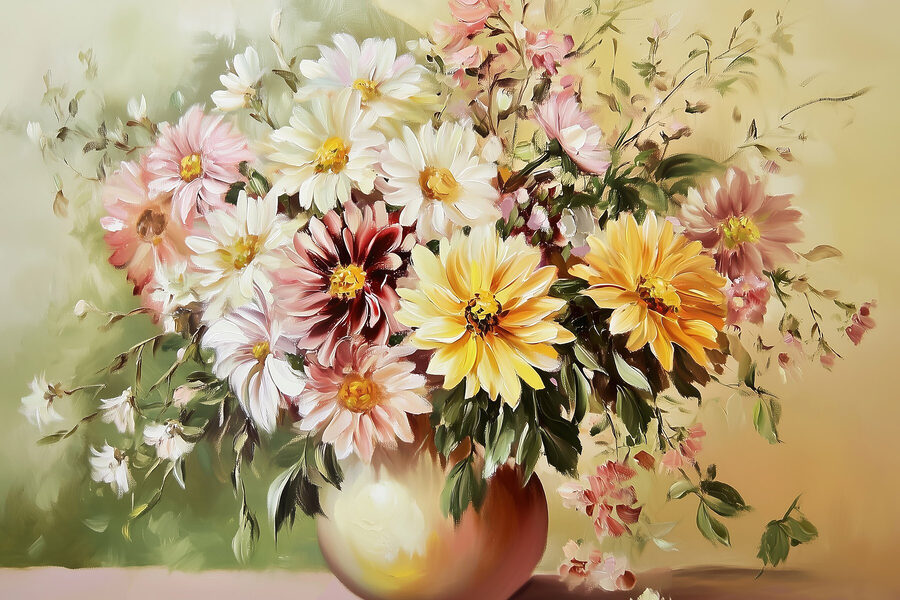 Gemälde von Blumen in einer Vase