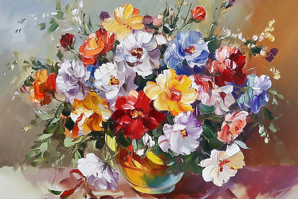 Gemälde von Blumen in einer Vase Gemälde von Blumen in einer Vase