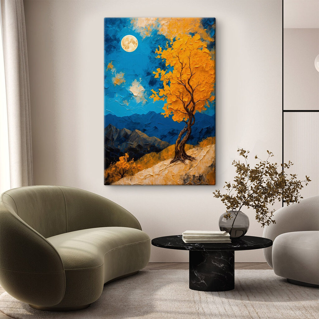 Painting of a tree with yellow leaves Painting of a tree with yellow leaves