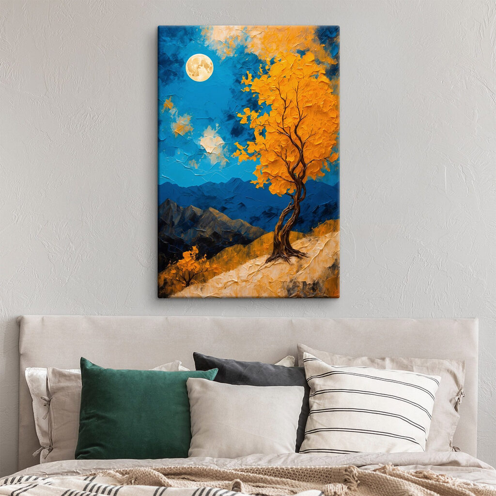 Painting of a tree with yellow leaves Painting of a tree with yellow leaves