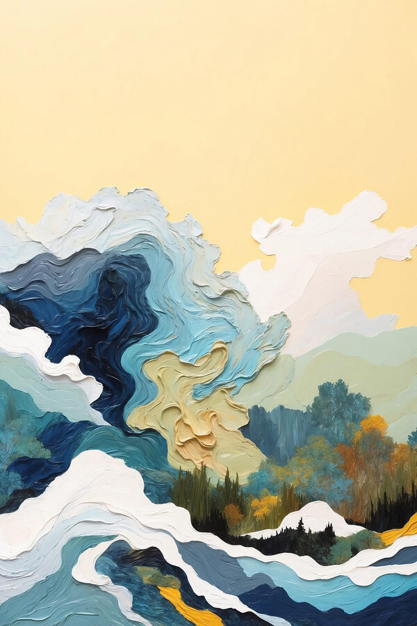 Malerei von Bäumen und Wolken Malerei von Bäumen und Wolken