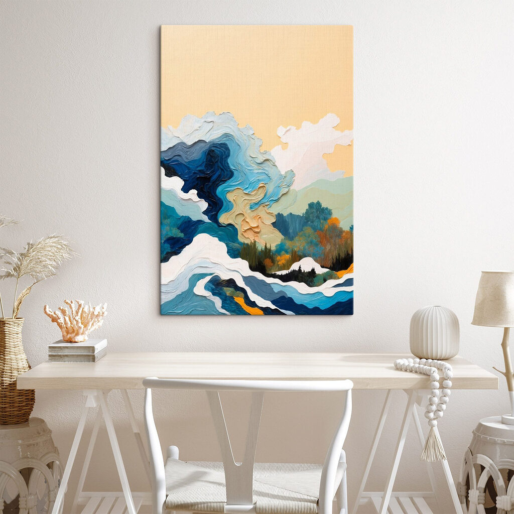 Painting of trees and clouds