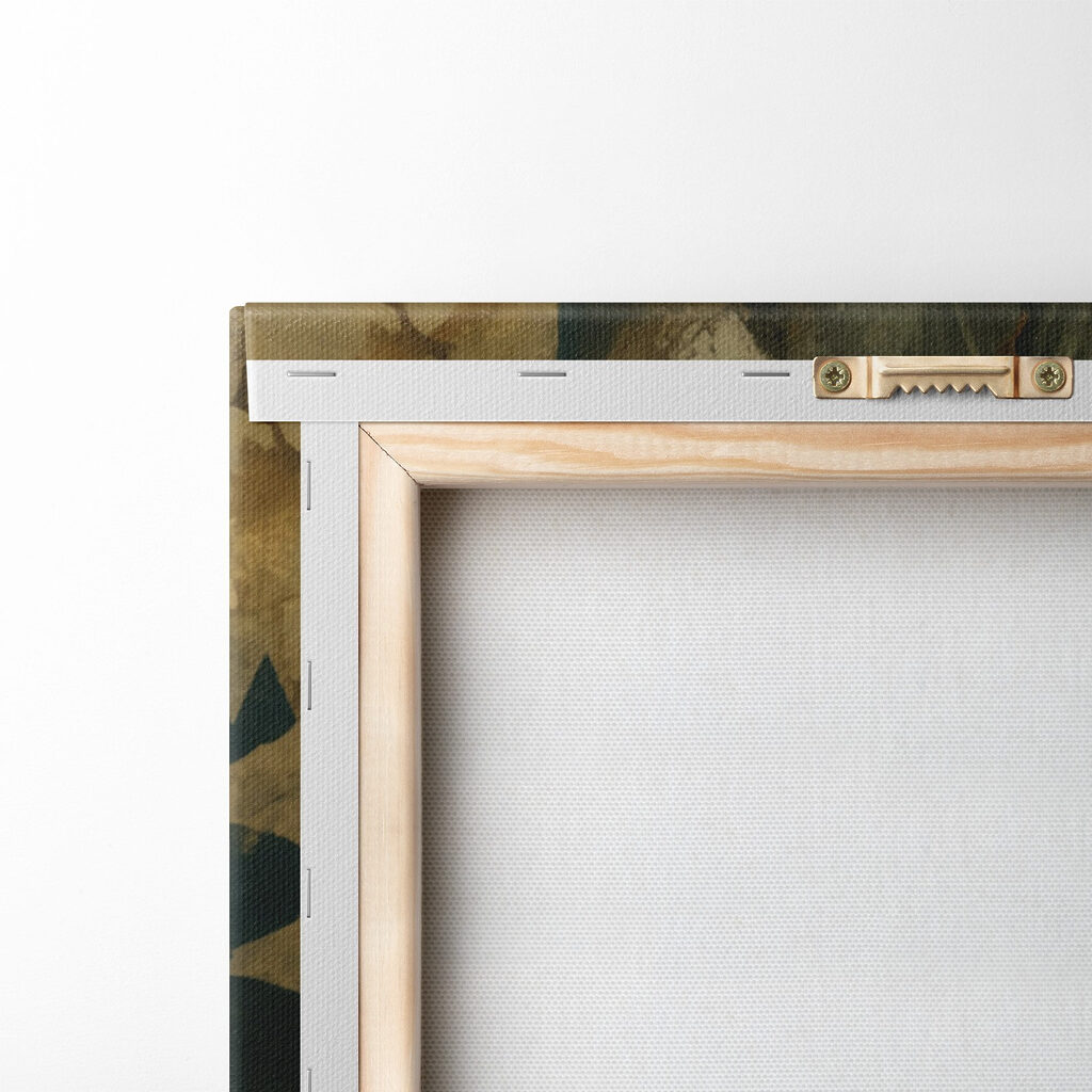 Enigmatic face amidst lush greenery