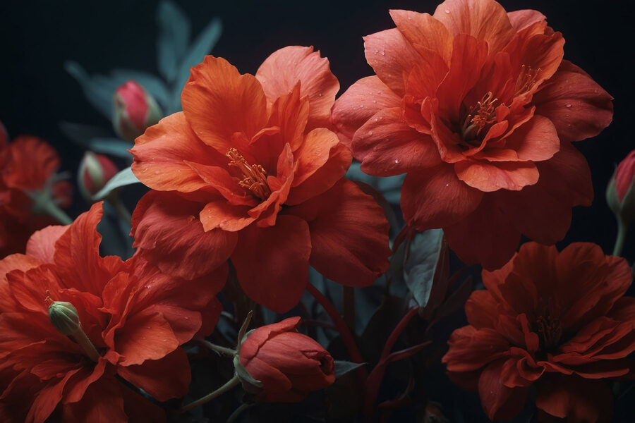Gruppe von roten Blumen