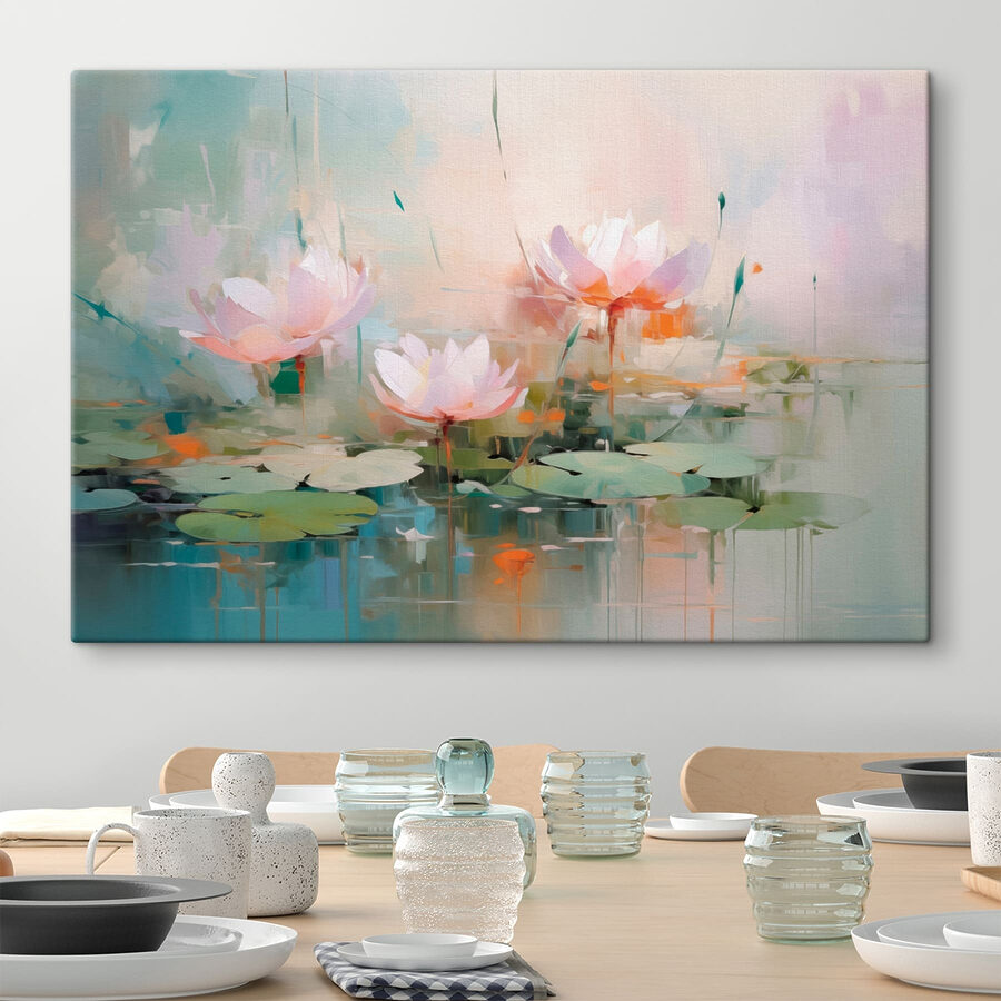 Malerei von Blumen auf Wasser