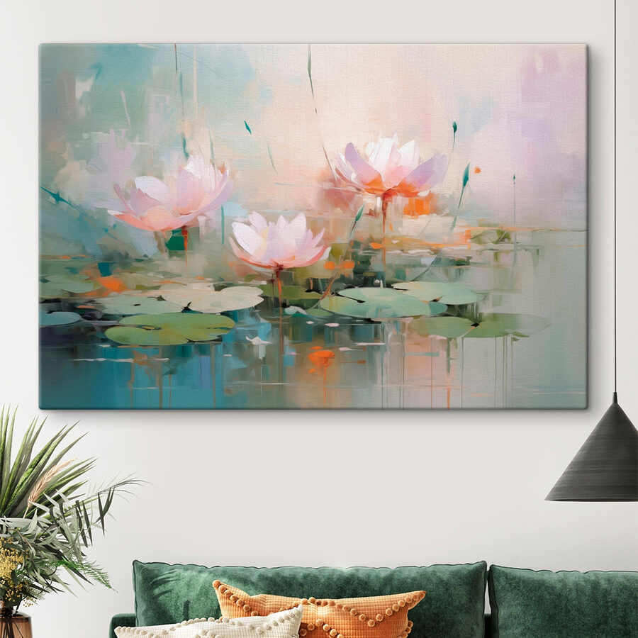 Malerei von Blumen auf Wasser