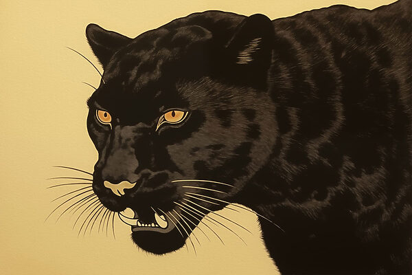 Schwarzer Panther mit gelben Augen Schwarzer Panther mit gelben Augen