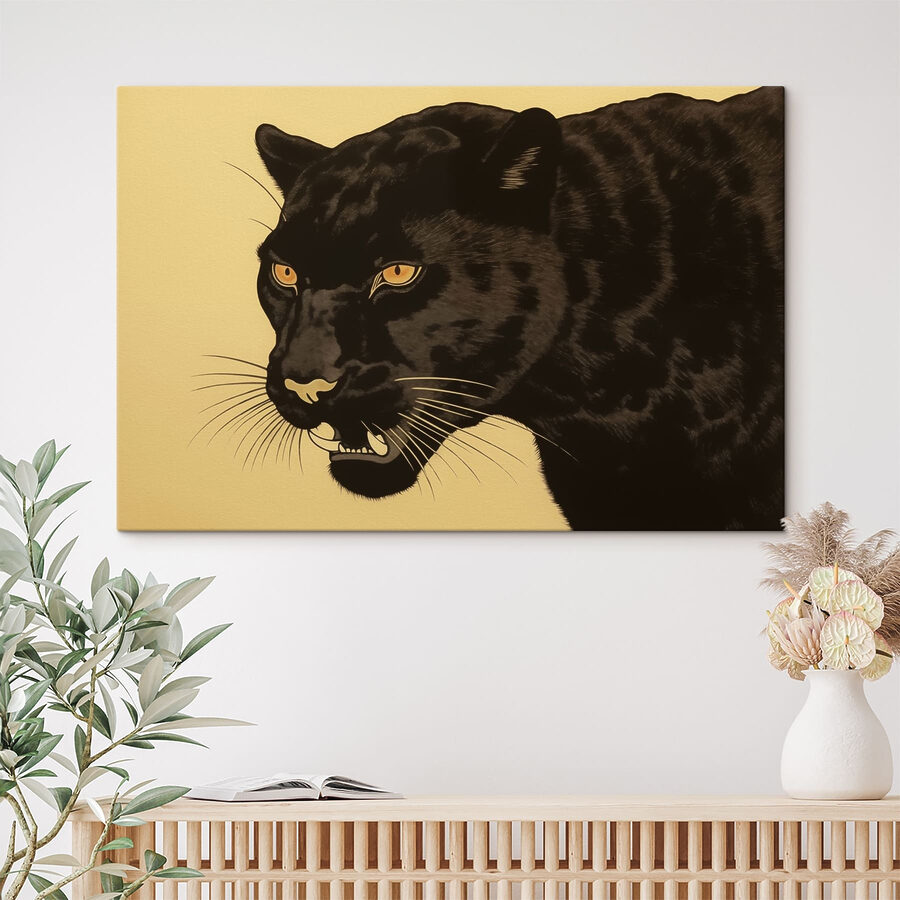 Schwarzer Panther mit gelben Augen