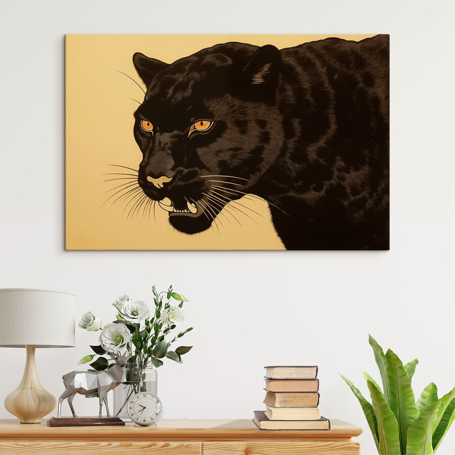 Schwarzer Panther mit gelben Augen