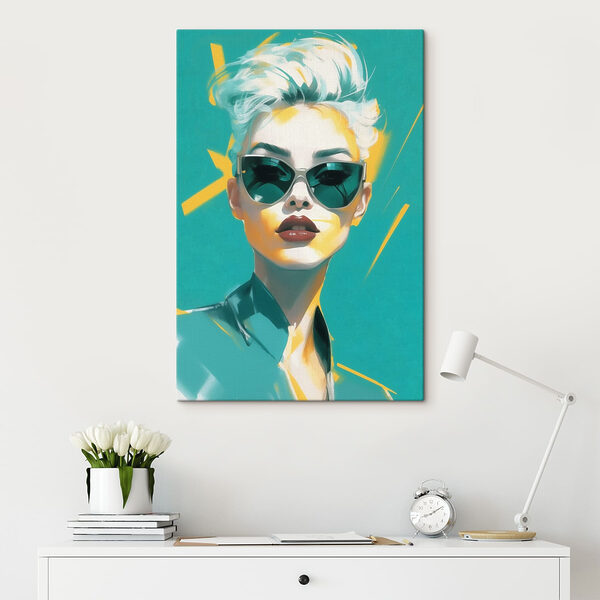 Frau mit Sonnenbrille und grünem Hemd Frau mit Sonnenbrille und grünem Hemd