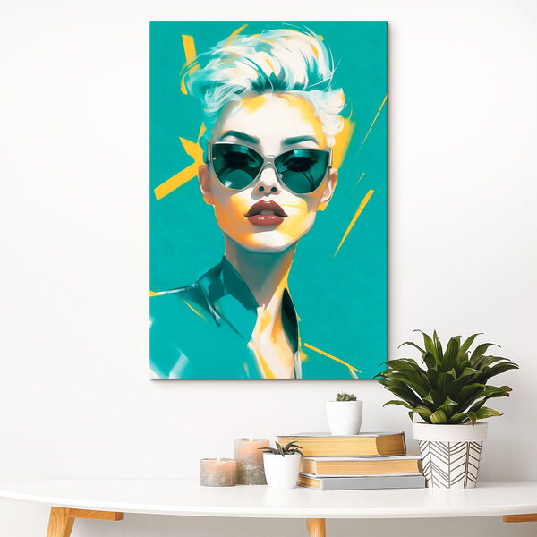 Frau mit Sonnenbrille und grünem Hemd Frau mit Sonnenbrille und grünem Hemd