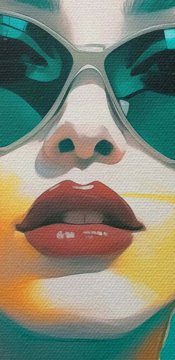Frau mit Sonnenbrille und grünem Hemd Frau mit Sonnenbrille und grünem Hemd