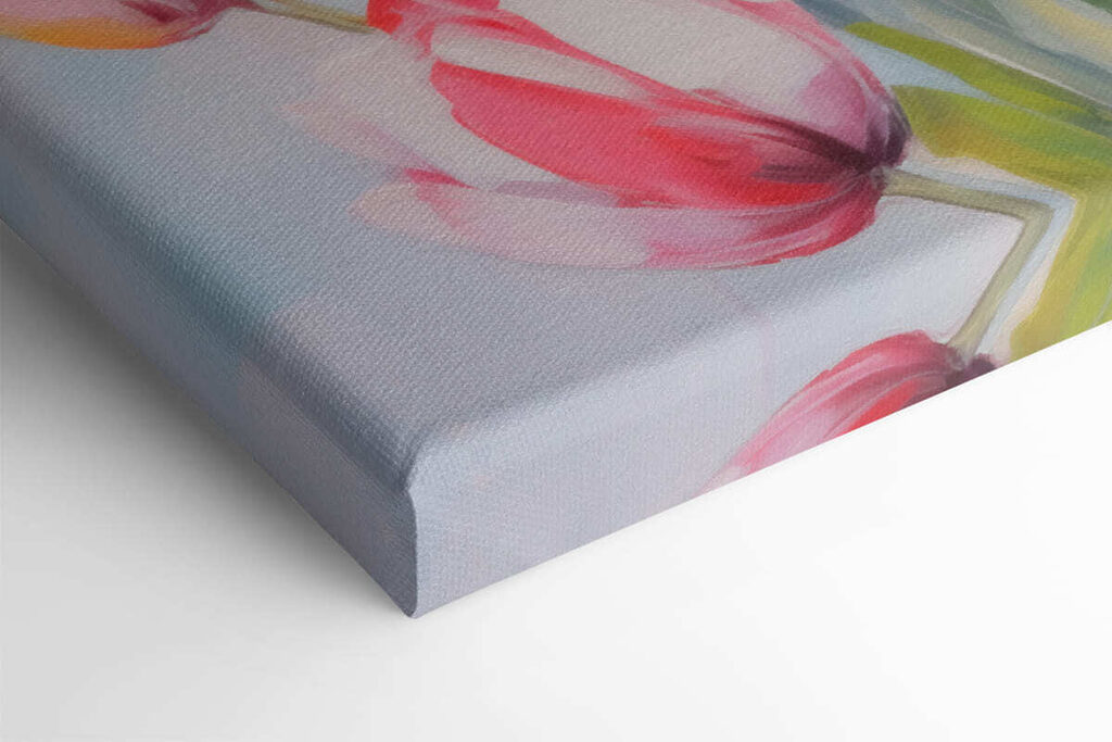 Painting of pink and white tulips Painting of pink and white tulips