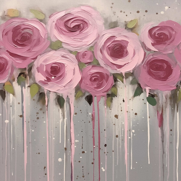 Gemälde mit rosa Blumen Gemälde mit rosa Blumen