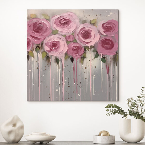 Gemälde mit rosa Blumen Gemälde mit rosa Blumen