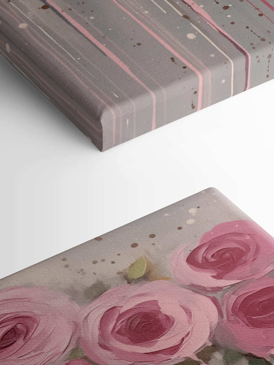 Gemälde mit rosa Blumen