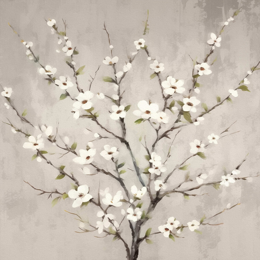 Gemälde eines Baumes mit weißen Blumen
