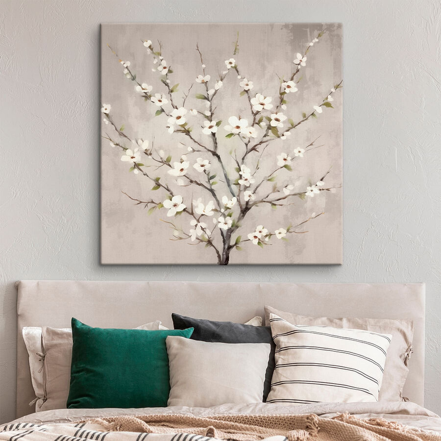Gemälde eines Baumes mit weißen Blumen