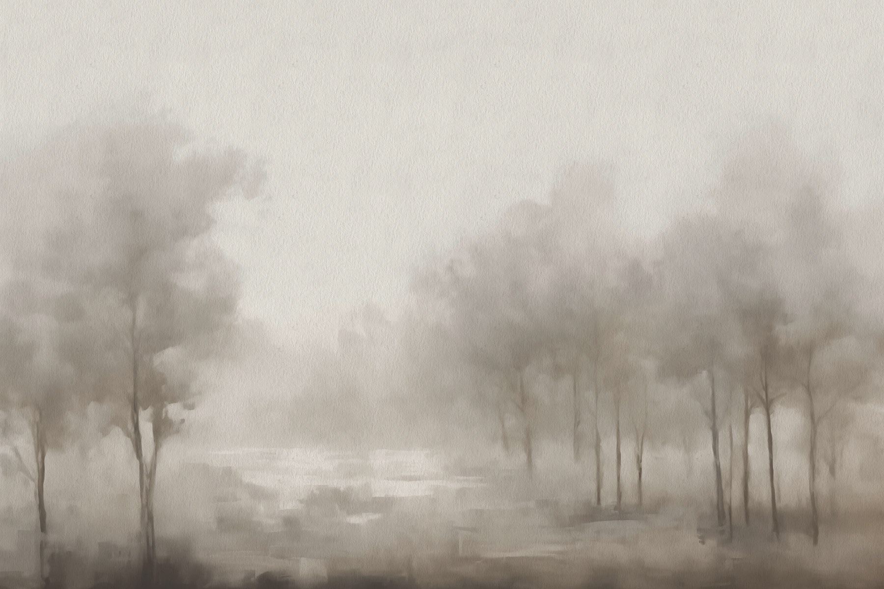 Foggy landscape with trees