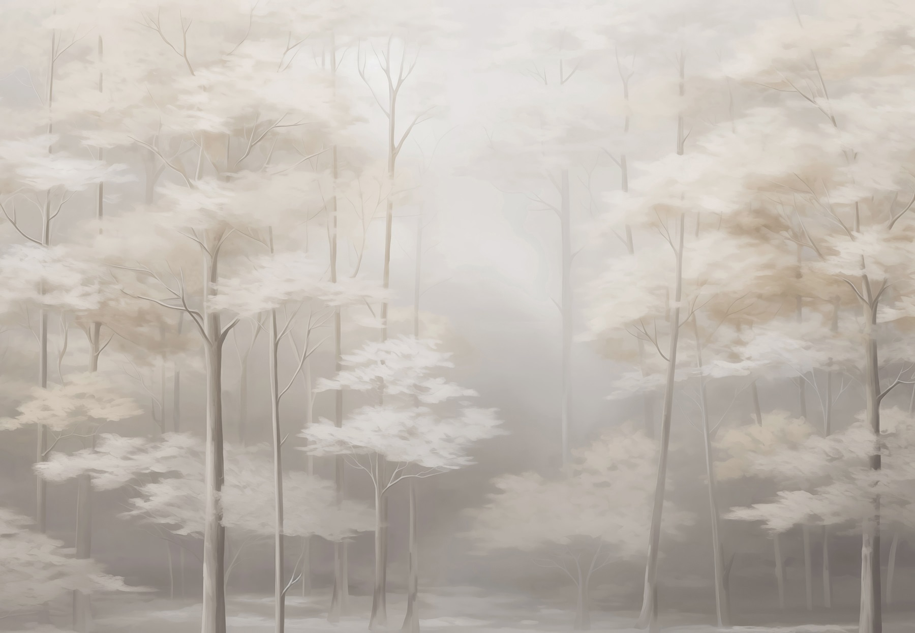 Foggy forest with trees