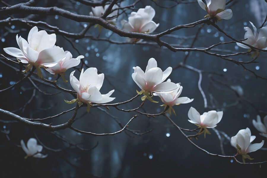 Baum mit weißen Blüten