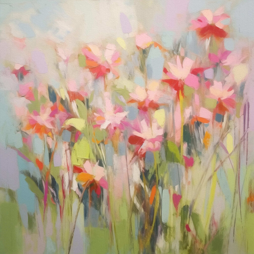 Painting of flowers on a wall Painting of flowers on a wall