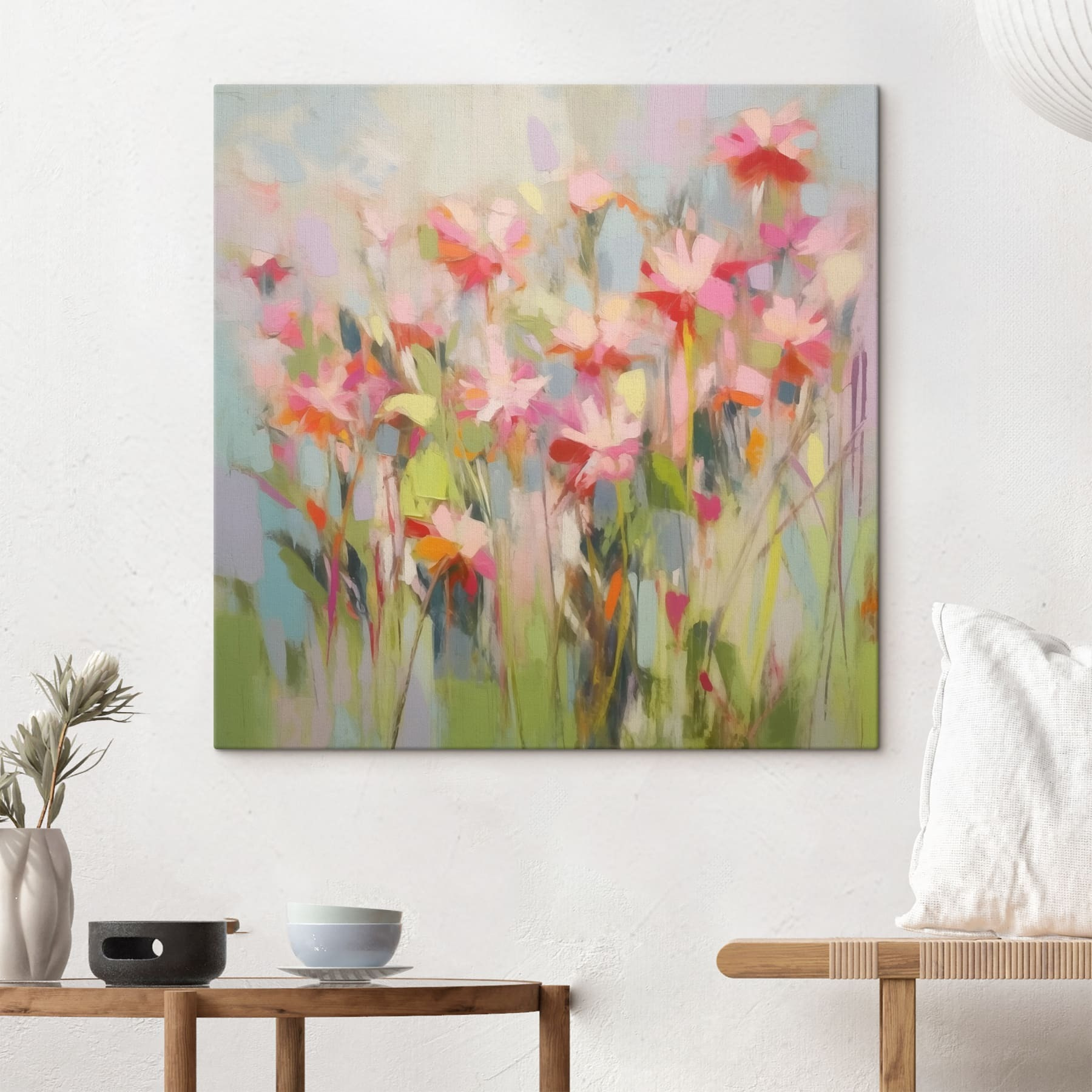 Painting of flowers on a wall Painting of flowers on a wall